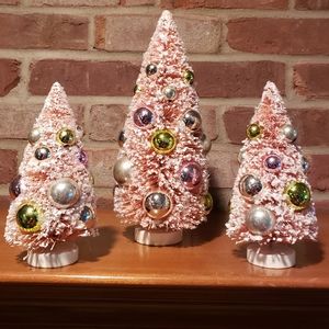 Blush Pink snow flocked Christmas tree w/ornaments